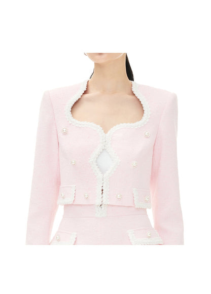 YES BY YESIR Elegant luxury Pastel pink jacket top - Giyan