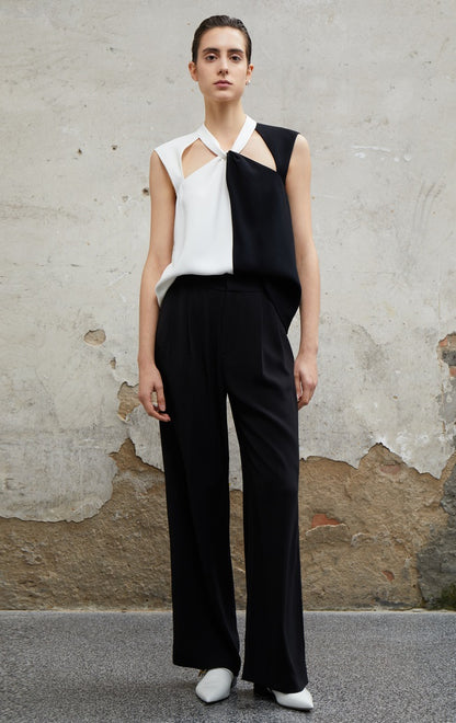 COMME MOI  Black wide-leg women's pants - ELLA.