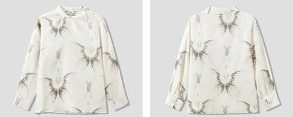 COMME MOI  summer women's lapel silk print shirt top - MASTER.