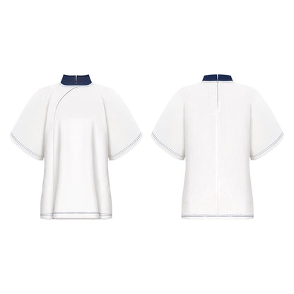 TUYUE White One-Piece Short Sleeve T-shirt- MORGAN.