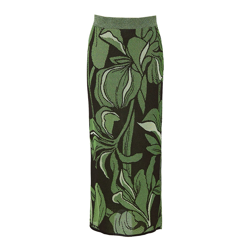 ZHUCHONGYUN jacquard long knitted skirt - URAMESHI.