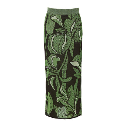 ZHUCHONGYUN jacquard long knitted skirt - URAMESHI.