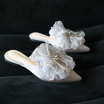 B-FEI flat pearl flower mules-MIYA.