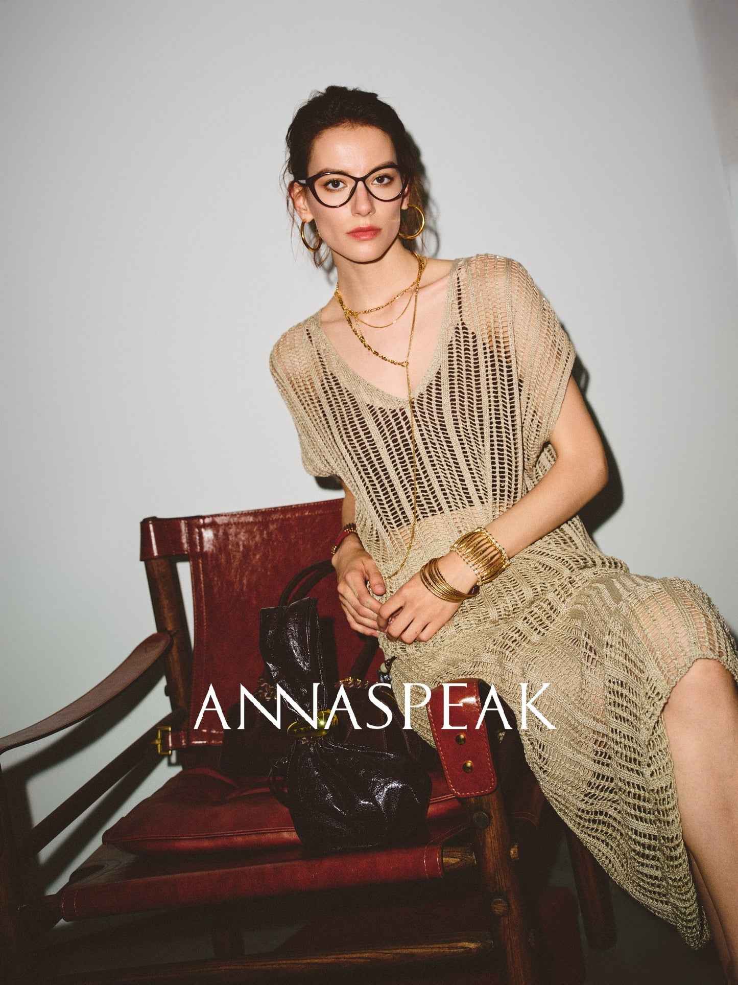 ANNASPEAK Lightweight and breathable cut-out fine glitter top skirt set summer-TOSE.