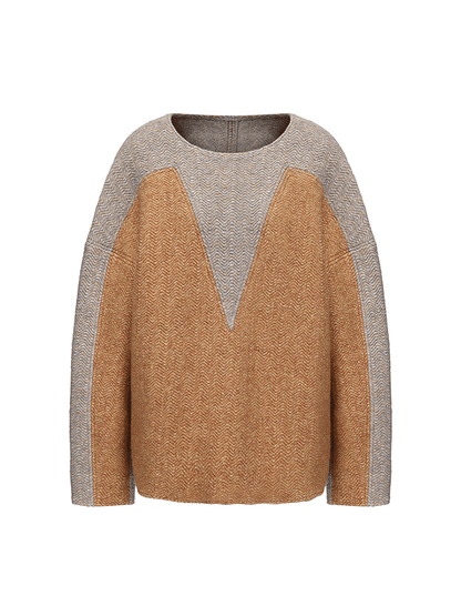 ATELIER MISS LU Love Geometric Fun Contrasting Sheep Wool Sweater - NESS.