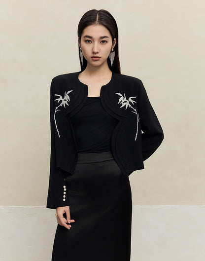 HECO spring embroidery acetate hemp short jacket women - gift.