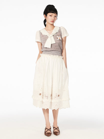 FAME retro rococo embroidered beaded skirt- CALEB