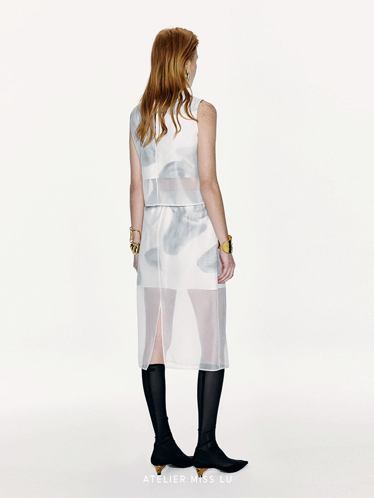 ATELIER MISS LU Calla Lily Print Two-piece Tulle Bolero - THILDA.