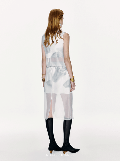 ATELIER MISS LU Calla Lily Print Two-piece Tulle Bolero - THILDA.