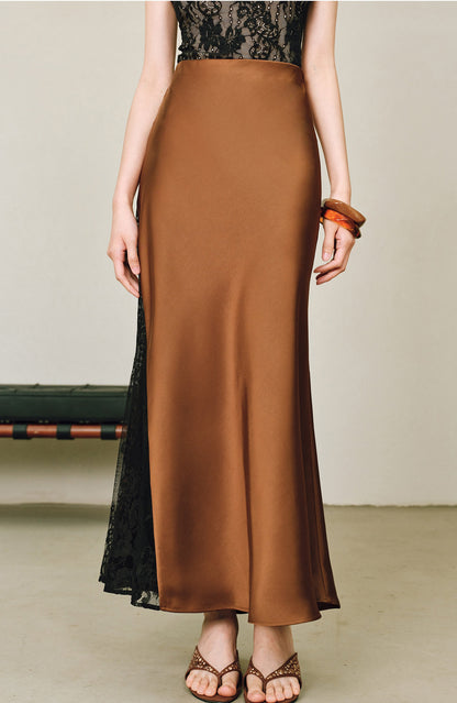 WANGXO | Double-Faced Satin Panel Skirt-SENA