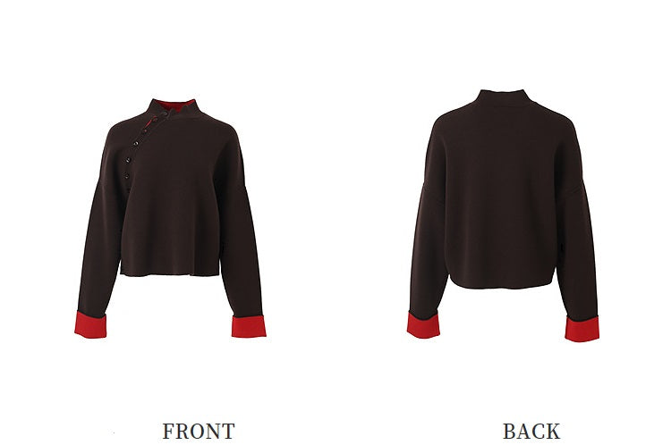 ZHUCHONGYUN double-sided loose crewneck wool knit top and pant set- PIN.