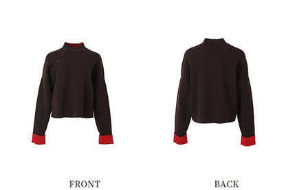 ZHUCHONGYUN double-sided loose crewneck wool knit top and pant set- PIN.