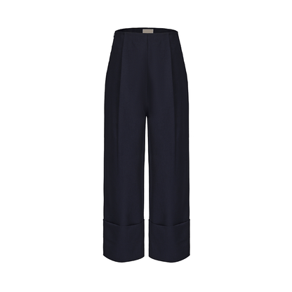 ATELIER MISS LU Spring/Summer Folded Leg Design Straight Cropped Pants - LEWIS.
