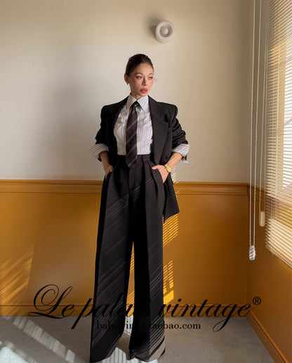 Le Palais Vintage  slim wide-leg high-waisted trousers-EMA