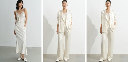 COMME MOI Lu Yan Designer Women's Full Acetate Texture Fashion V-Neck Sling - JAMES.