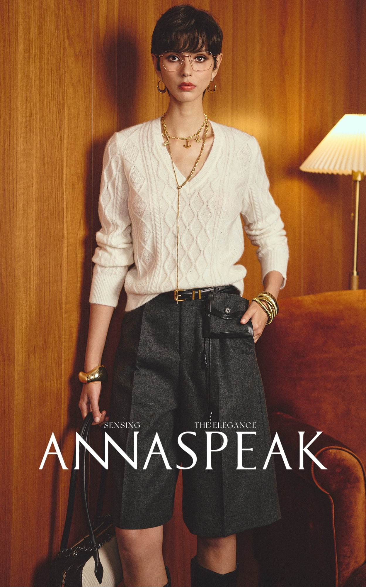 ANNASPEAK   Wool MINI Waist Bag Straight Leg Pants -COLE.