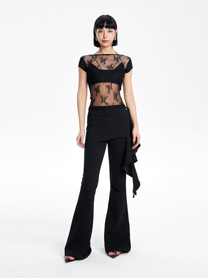 TINY IN  Short Lace Sexy One-Shoulder Top-NAM