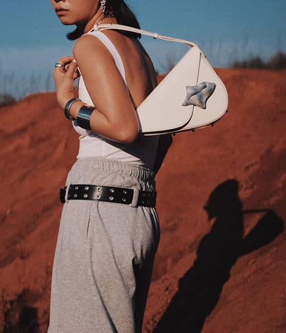 IUBALLET Fog Gunner niche design saddle leather triangle bag - GUYS.