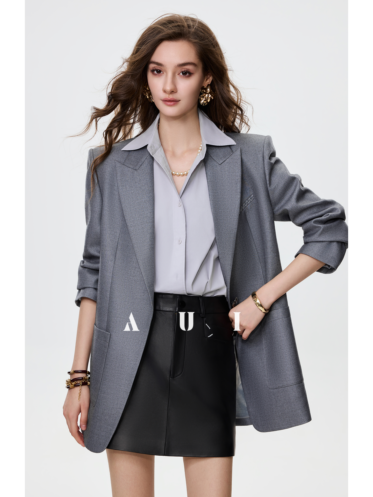 AUI Gray Blazer Formal Temperament Small Suit - BREE.
