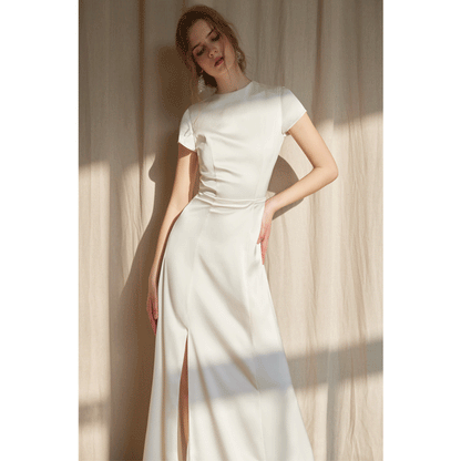GOUDIN bridal short sleeves slim light luxury new evening dress -TIAM.