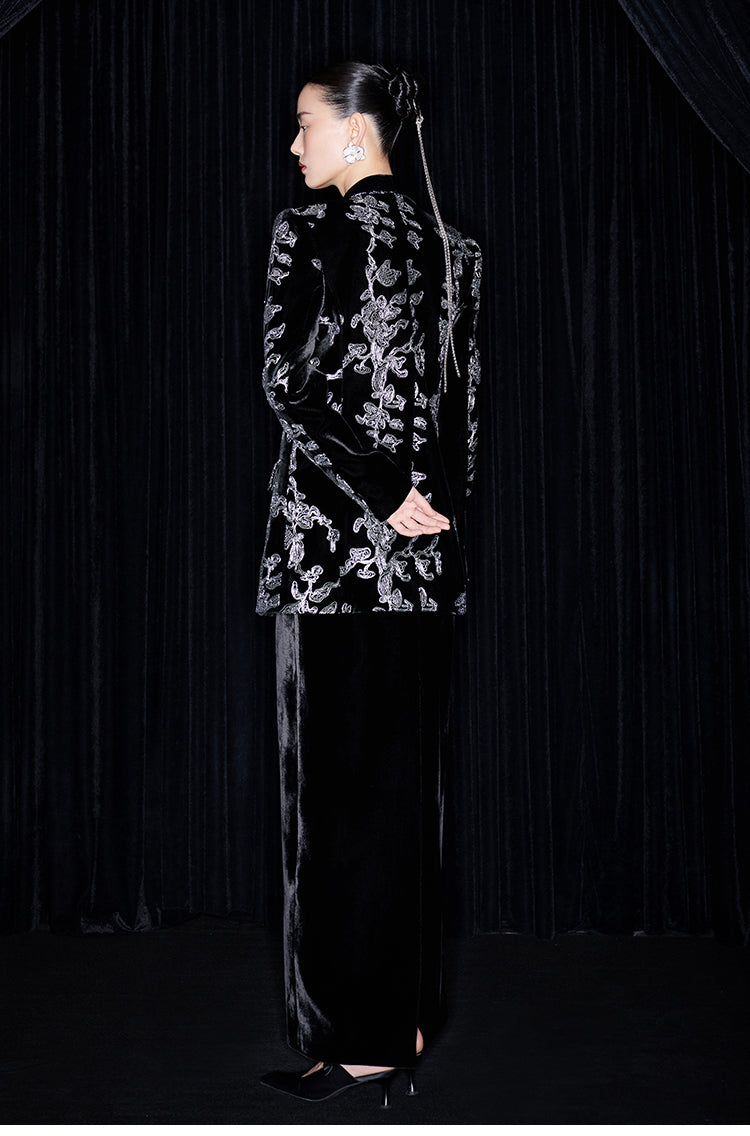 M essential Mackay designer iron orchid embroidered suit - Selima