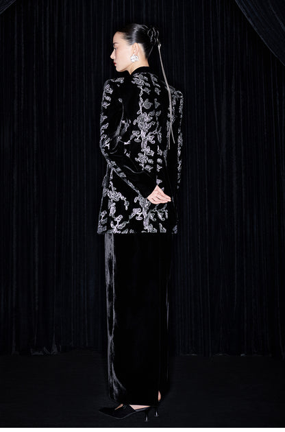 M essential Mackay designer iron orchid embroidered suit - Selima