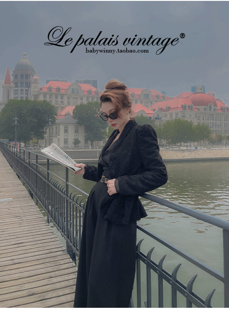 Le Palais Vintage puff sleeve wool roll slim fit jacket-JIMP