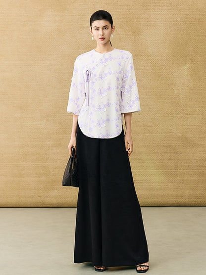 HECO Chinese high-end acetate jacquard drape slimming trousers - QUEEN.