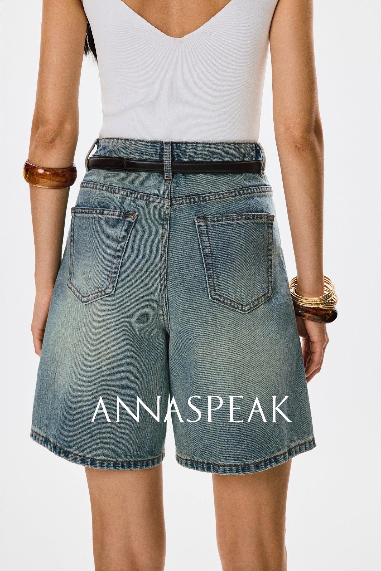 ANNASPEAK  denim Bermuda denim shorts-WAA.