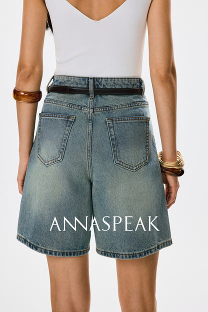 ANNASPEAK  denim Bermuda denim shorts-WAA.