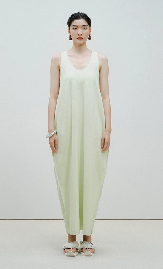 ZHUCHONGYUN summer loose U-neck sleeveless cocoon long dress-SHAWN.