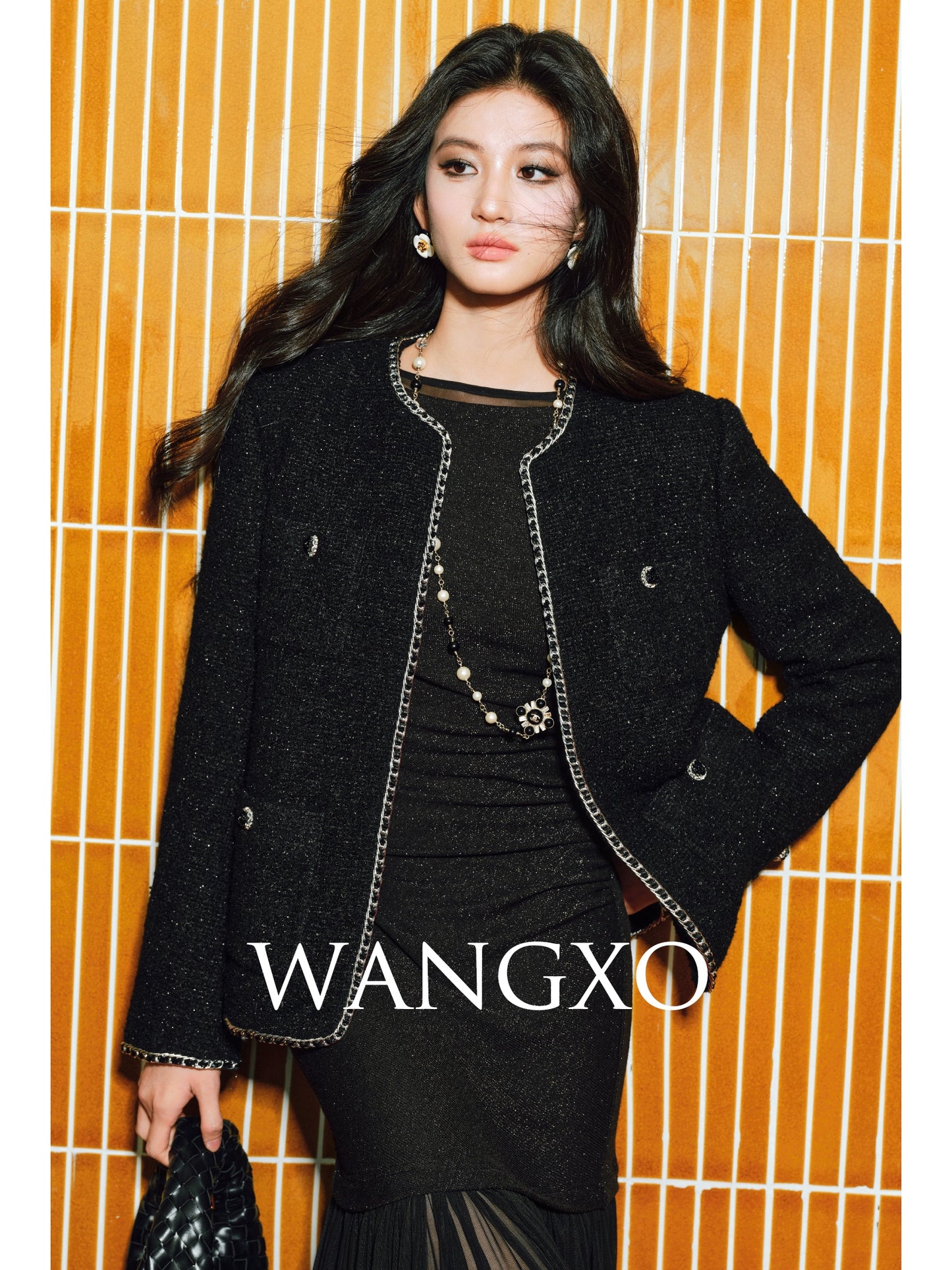 WANGXO | Silk Wool Tweed White Duck Down Jacket-ZAYA.