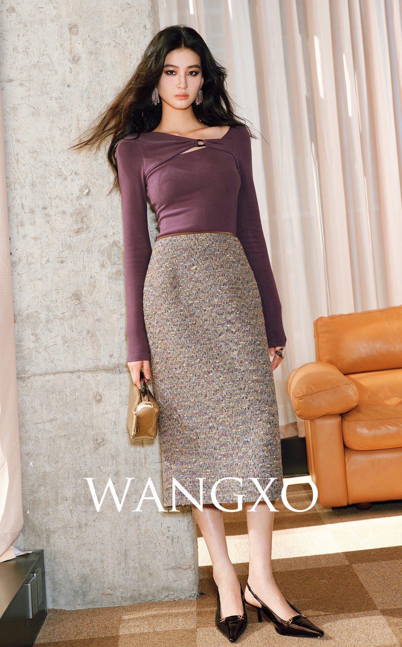WANGXO | Heavy Industry Woven Colored Treasure Wool Straight Pencil Skirt - ZARA.
