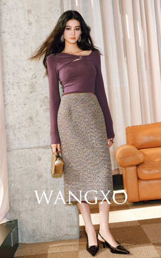 WANGXO | Heavy Industry Woven Colored Treasure Wool Straight Pencil Skirt - ZARA.