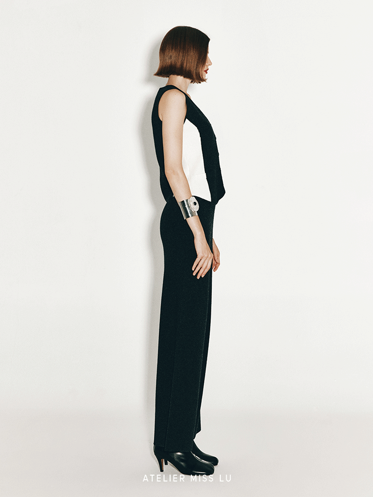 ATELIER MISS LU Fall/Winter cashmere wide-leg straight-leg Pants - MARSH