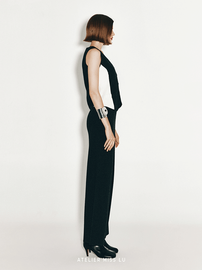 ATELIER MISS LU Fall/Winter cashmere wide-leg straight-leg Pants - MARSH