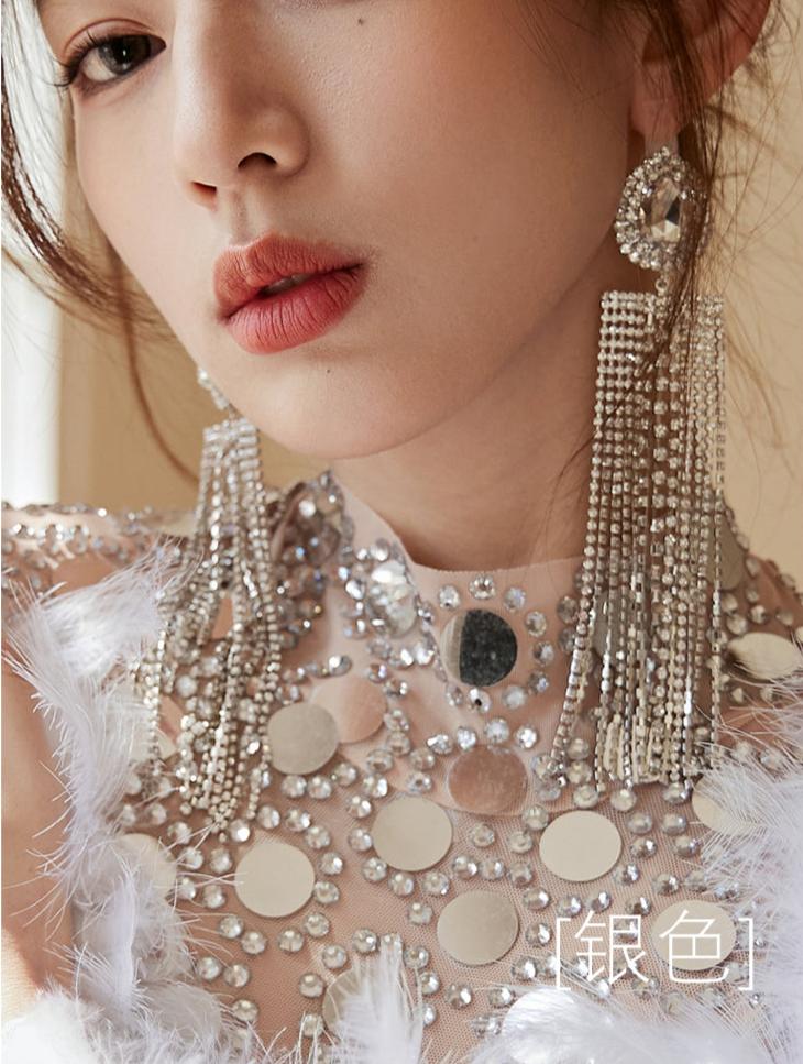 DOLLY Elegant Rhinestone Diamond Tassel Chic Earrings-ABIGAIL