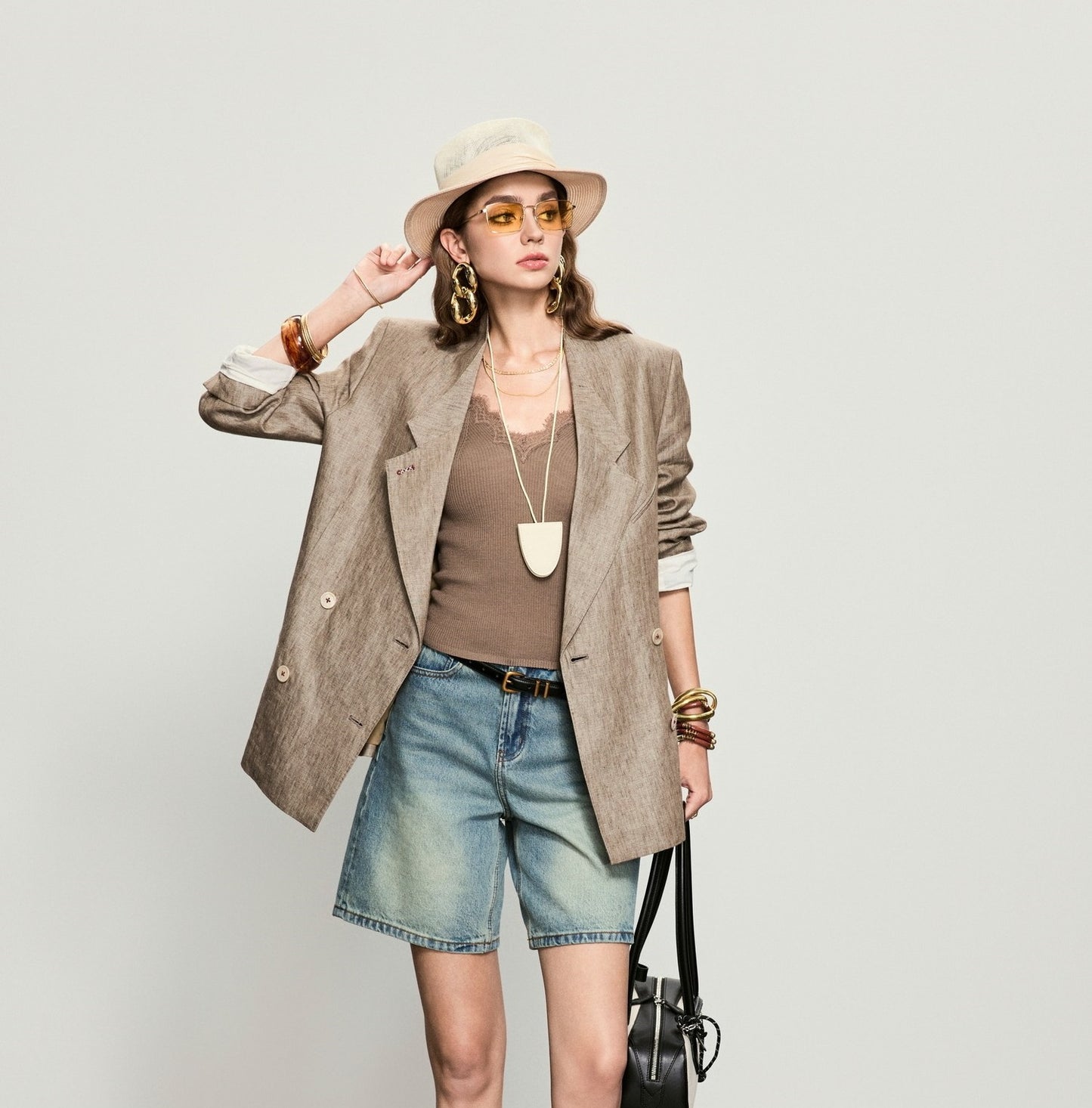 ANNASPEAK  denim Bermuda denim shorts-WAA.