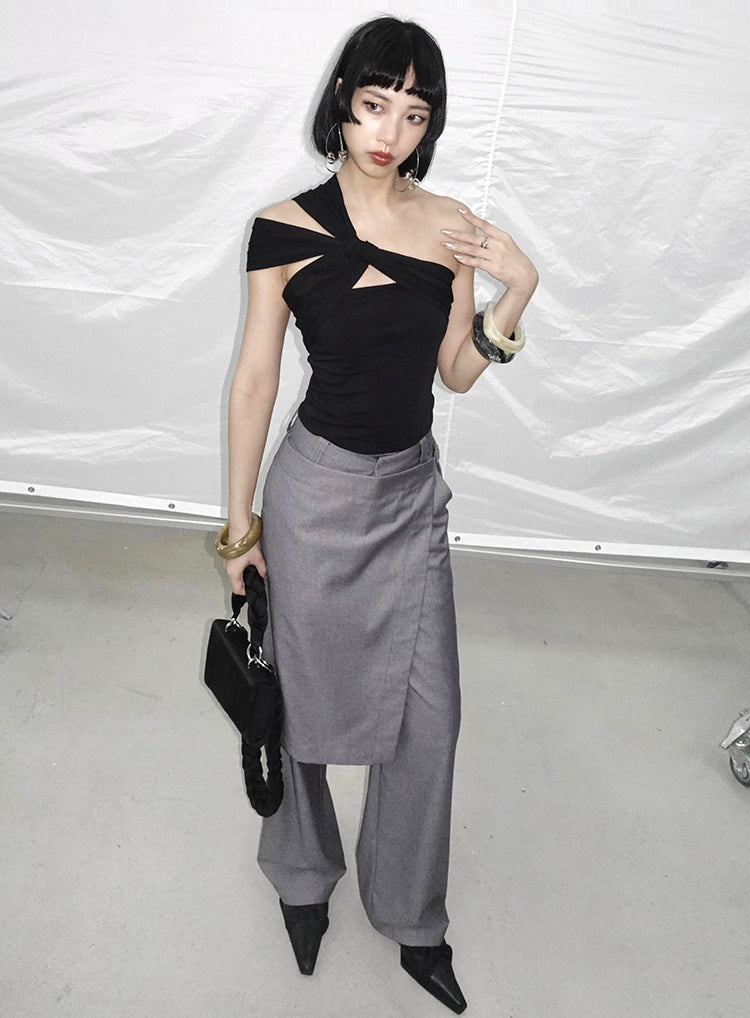 TINY IN knotted adjustable black top-MANS