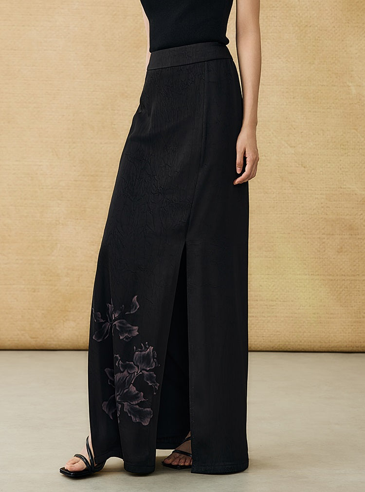 HECO summer high-waisted straight hip slit long skirt - KRISTOFF.