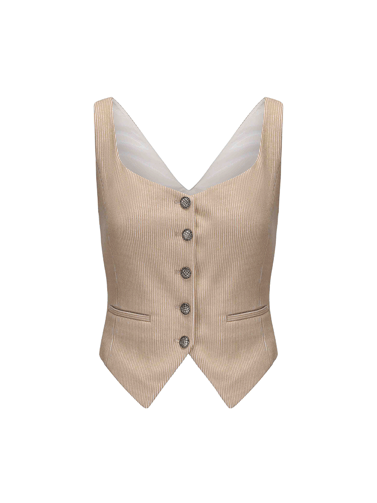 ATELIER MISS LU French wool corduroy waisted vest - STEVE.