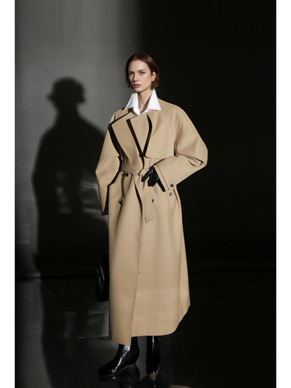 PIAOIN high-end wool relaxed round neck design old money windbreaker jacket -GINA