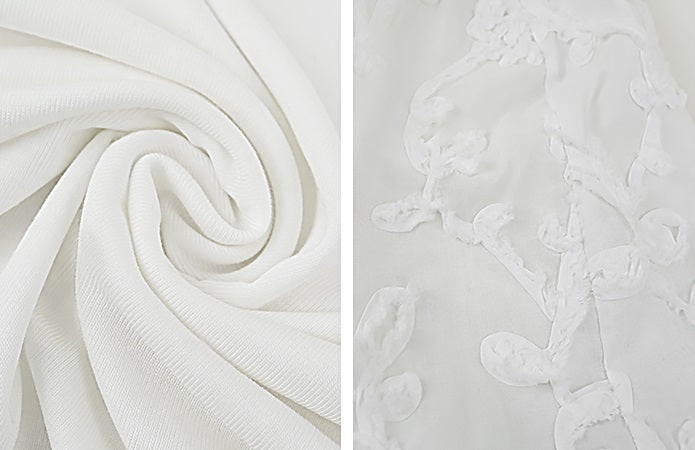 HECO High-grade disc flower stitching short sleeve white lace sleeve top - GLORY.