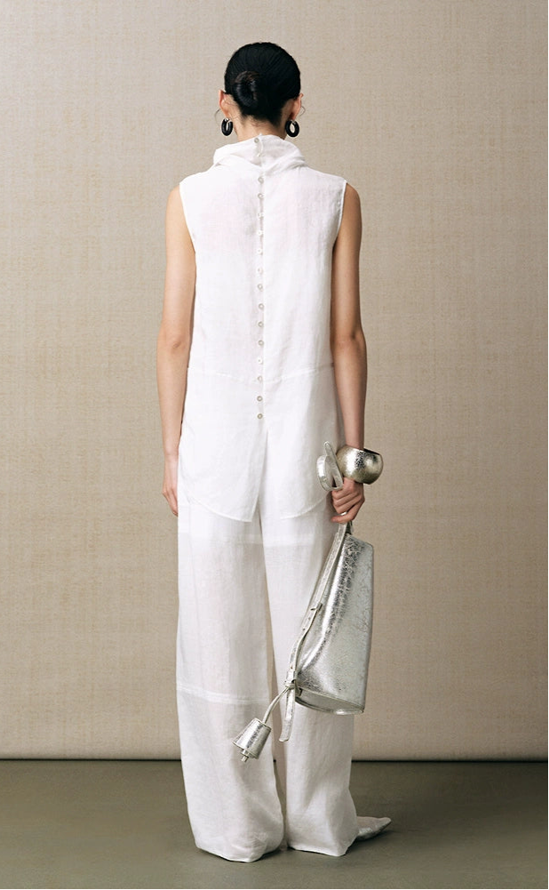 ZHUCHONGYUN new loose turtleneck paneled cut-out sleeveless top--RAMIE.