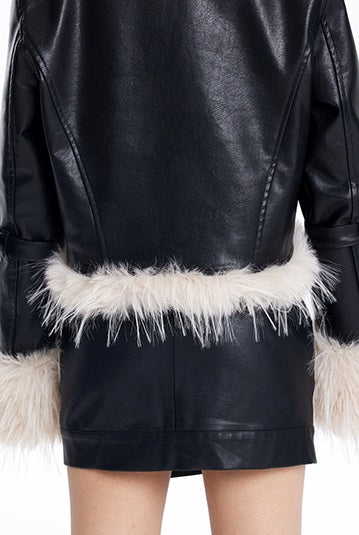 TINY IN cotton leather fur women's black jacket -JACK