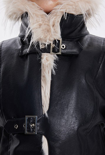 TINY IN cotton leather fur women's black jacket -JACK