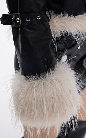 TINY IN cotton leather fur women's black jacket -JACK