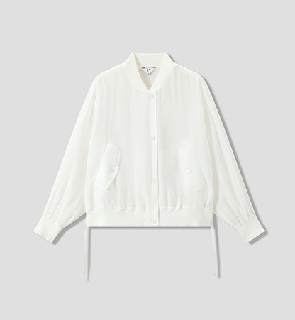 COMME MOI summer women's white cropped waist jacket - ELANOR.