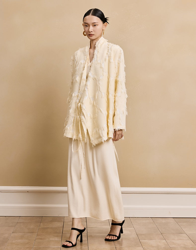 HECO soft waxy wool knitted high-elastic A-line red black creamy White SKIRT spring - THAT.