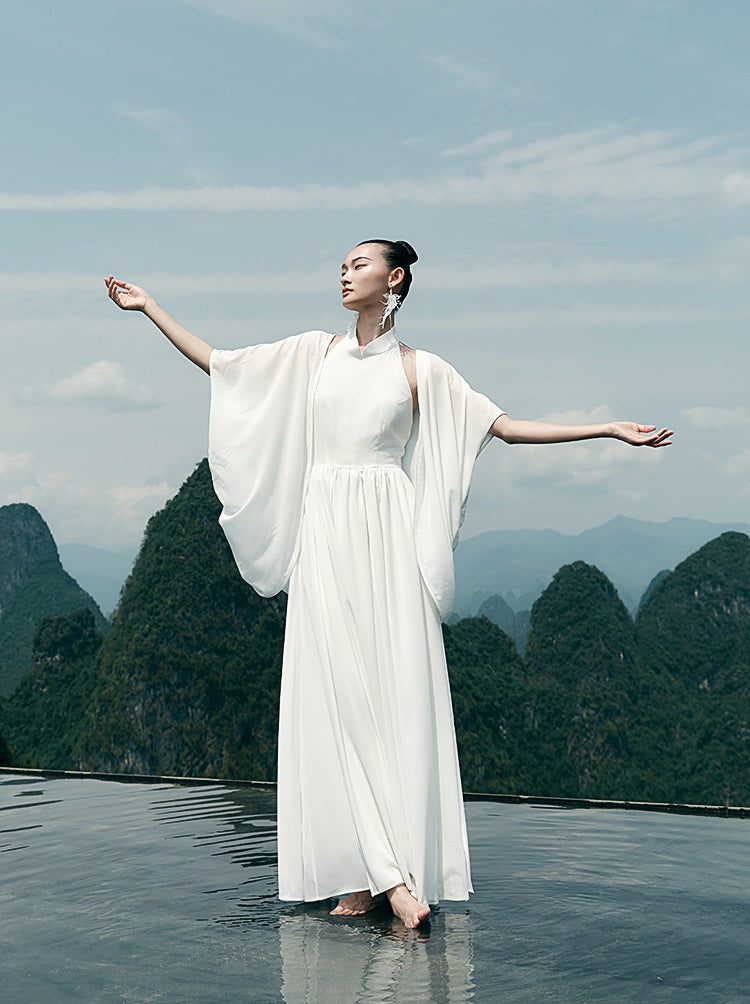 HECO Chinese Style Spell Receiving Waist Sleveless Dress - SIMMER.